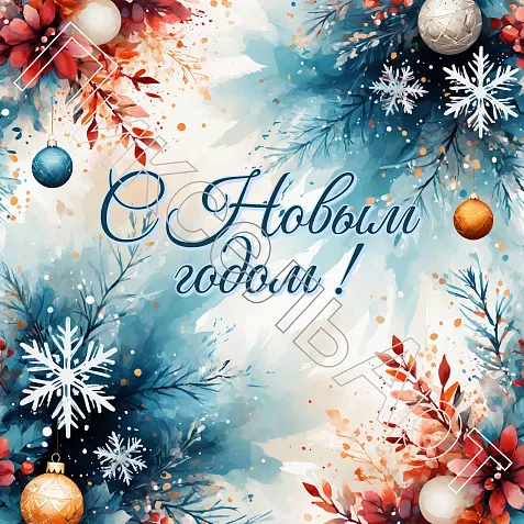 Новогодняя открытка. Открытка для поздравления с Новым годом. Праздничная открытка.