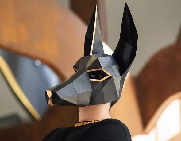 Бумажная маска Анубиса. Шаблоны для изготовления 3D-маски из бумаги. Костюм своими руками