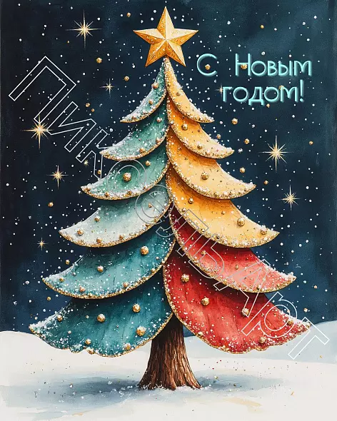 Новогодняя открытка. Открытка для поздравления с Новым годом. Праздничная открытка.