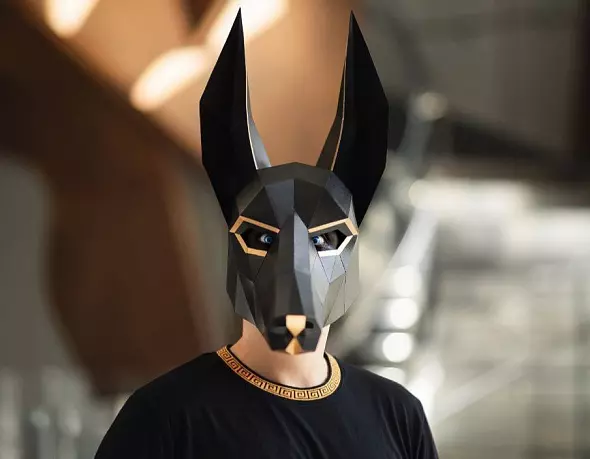 Бумажная маска Анубиса. Шаблоны для изготовления 3D-маски из бумаги. Костюм своими руками