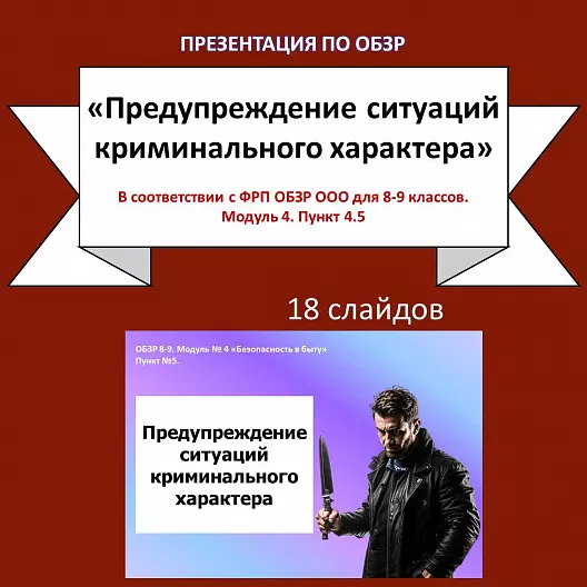 Презентация по ОБЗР «Предупреждение ситуаций криминального характера»
