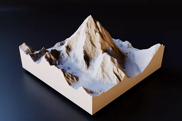 3D-модель горы К2 (Чогори)