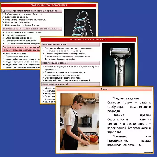 Презентация по ОБЗР «Безопасность в быту. Предупреждение травм и первая помощь при них. Пожарная безопасность в быту»