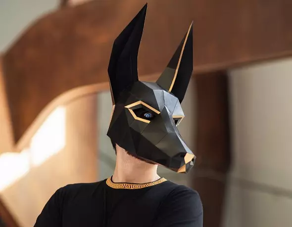 Бумажная маска Анубиса. Шаблоны для изготовления 3D-маски из бумаги. Костюм своими руками