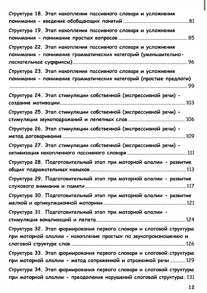 Структуры занятий. Алалия