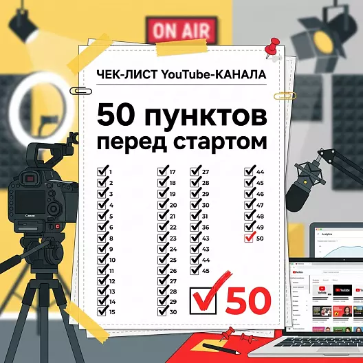 Чек-лист: 50 пунктов перед стартом YouTube-канала