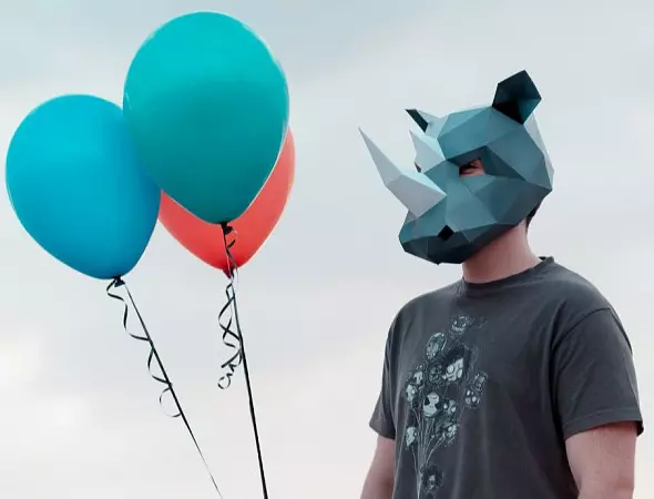 Бумажная маска носорога. Шаблоны для изготовления 3D-маски из бумаги. Костюм своими руками