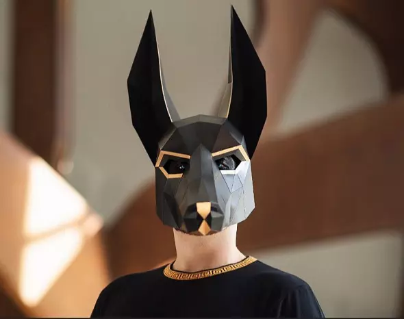Бумажная маска Анубиса. Шаблоны для изготовления 3D-маски из бумаги. Костюм своими руками