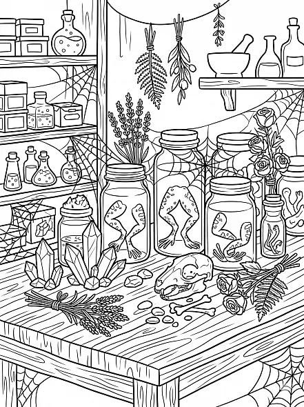 Книга-раскраска «Магия и волшебство» (цифровой PDF для печати, А4, для девочек и мальчиков 8–15 лет, 23 раскраски)