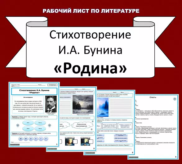 Рабочий лист по литературе. И.А. Бунин «Родина».