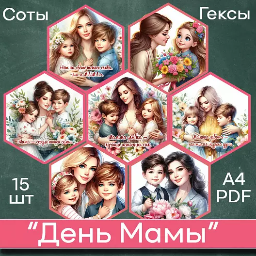 С днём Мамы Гекса Соты Оформление Шаблон