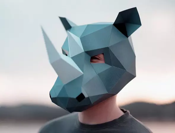 Бумажная маска носорога. Шаблоны для изготовления 3D-маски из бумаги. Костюм своими руками