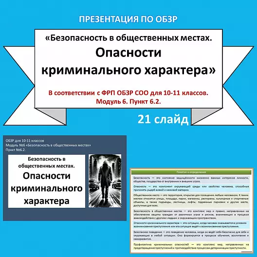 Презентация по ОБЗР «Безопасность в общественных местах. Опасности криминального характера»