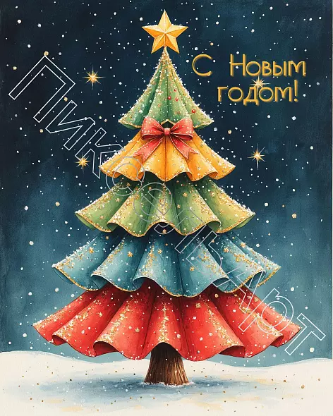 Новогодняя открытка. Открытка для поздравления с Новым годом. Праздничная открытка.