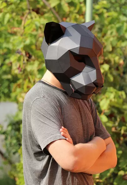 Бумажная маска пантеры. Шаблоны для изготовления 3D-маски из бумаги. Костюм своими руками