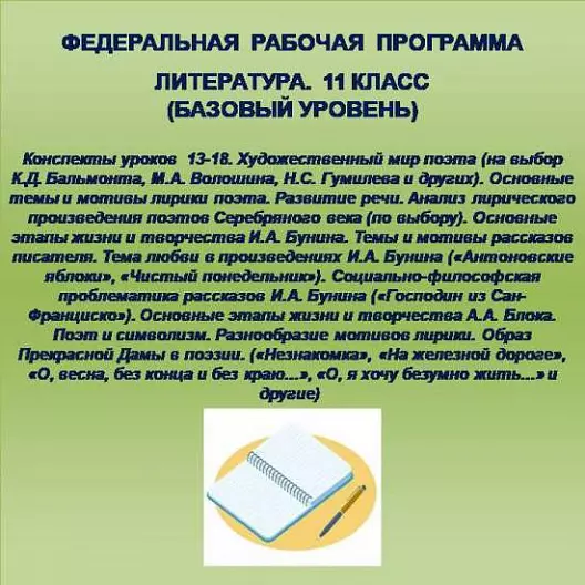 Литература 11 класс (базовый уровень). Конспекты уроков 13-18