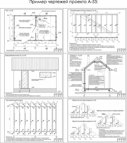 Проект каркасной бани 3х5 м (А-53)