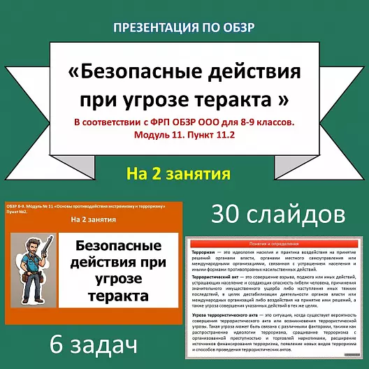 Презентация по ОБЗР «Безопасные действия при угрозе теракта»