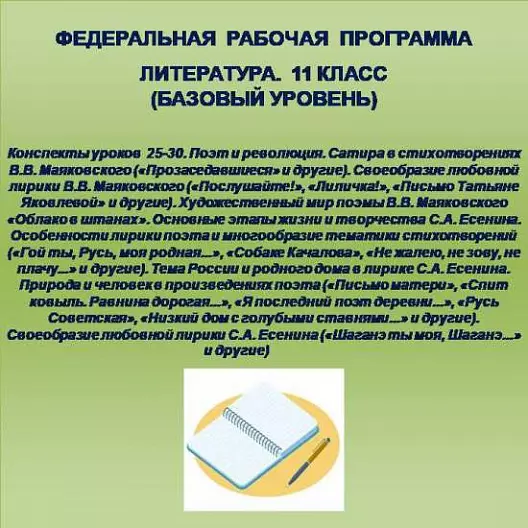 Литература 11 класс (базовый уровень). Конспекты уроков 25-30