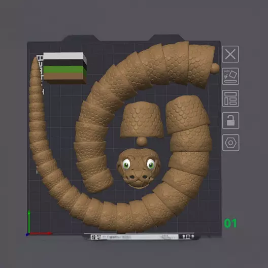 Файл .STL и 3mf для 3D-печати шарнирной игрушки "Питон"