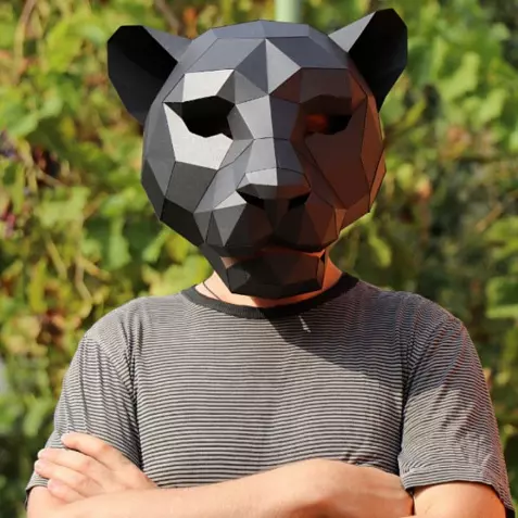 Бумажная маска пантеры. Шаблоны для изготовления 3D-маски из бумаги. Костюм своими руками