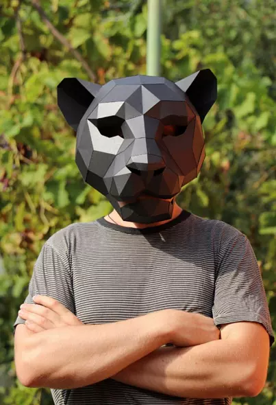 Бумажная маска пантеры. Шаблоны для изготовления 3D-маски из бумаги. Костюм своими руками