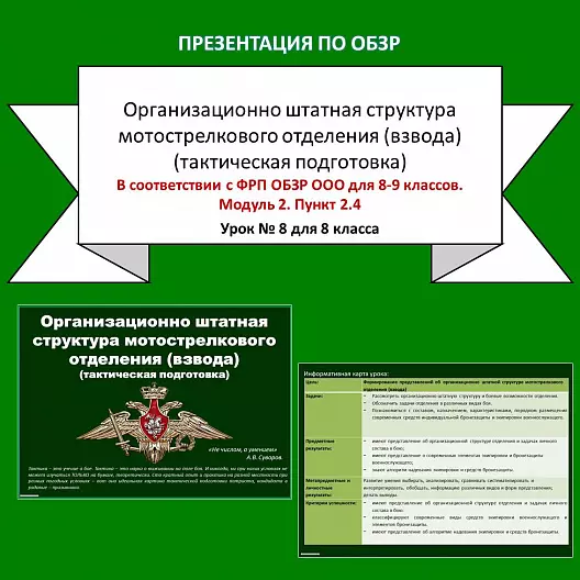 Презентация по ОБЗР "Организационно штатная структура мотострелкового отделения (взвода)"