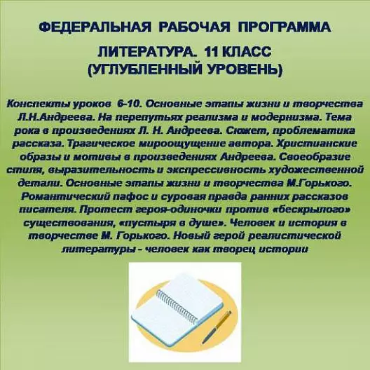 Литература 11 класс (углубленный уровень). Конспекты уроков 6-10