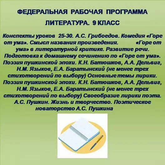 Литература 9 класс. Конспекты уроков 25-30
