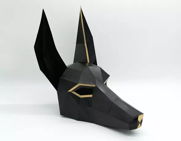 Бумажная маска Анубиса. Шаблоны для изготовления 3D-маски из бумаги. Костюм своими руками