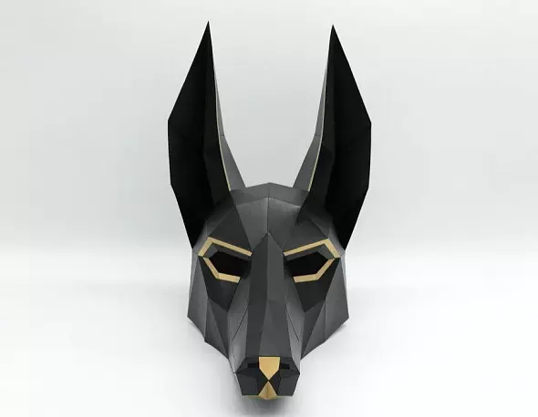 Бумажная маска Анубиса. Шаблоны для изготовления 3D-маски из бумаги. Костюм своими руками