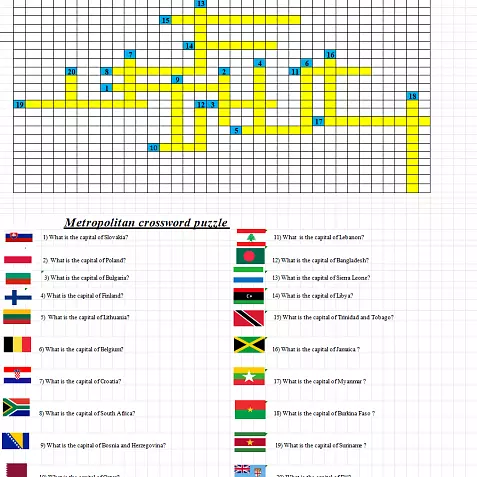 Кроссворд на знание столиц мира (20 вопросов)»