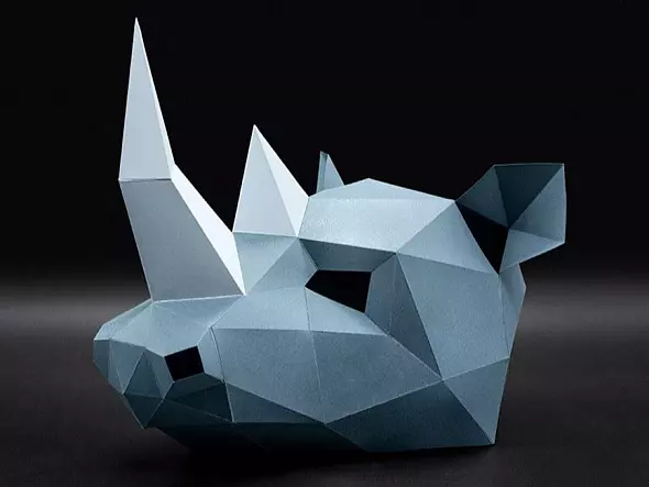 Бумажная маска носорога. Шаблоны для изготовления 3D-маски из бумаги. Костюм своими руками