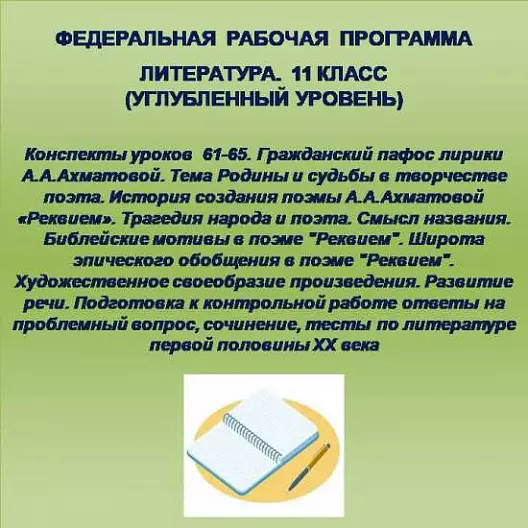 Литература 11 класс (углубленный уровень). Конспекты уроков 61-65