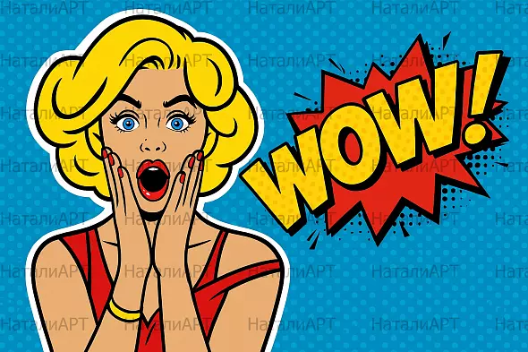 Поп-арт иллюстрация с девушкой и надписью «WOW!» — эффектный арт в стиле комиксов для ярких эмоций