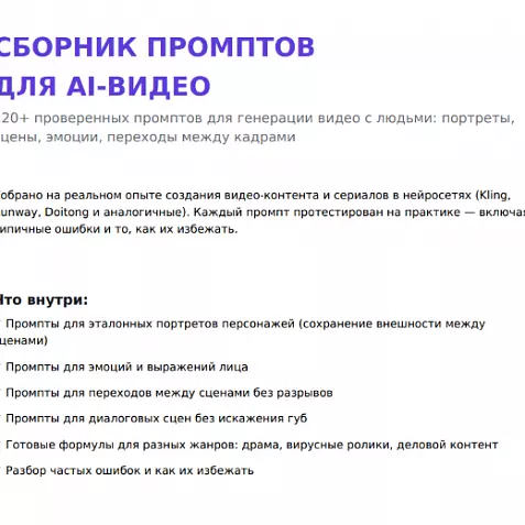 Сборник промптов для AI-видео — 120+ проверенных формул