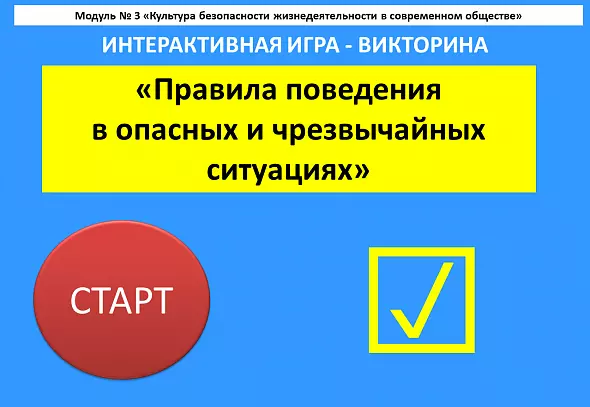 Интерактивная игра - викторина "Правила поведения в опасных и чрезвычайных ситуациях"