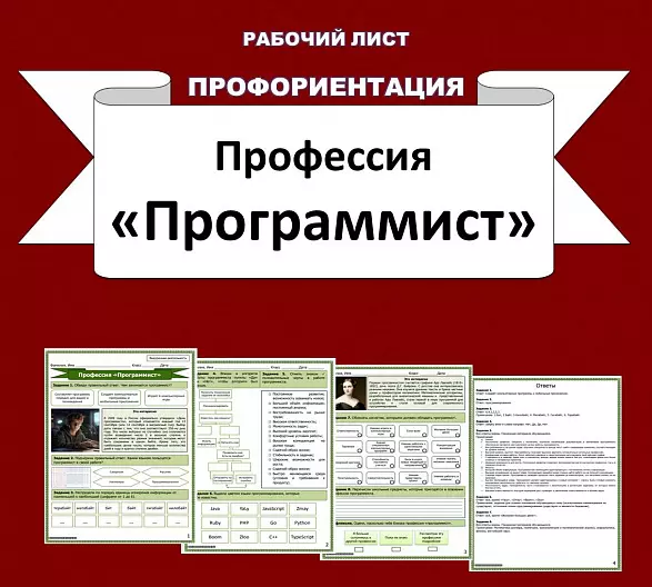 Рабочий лист. Профессия «Программист».