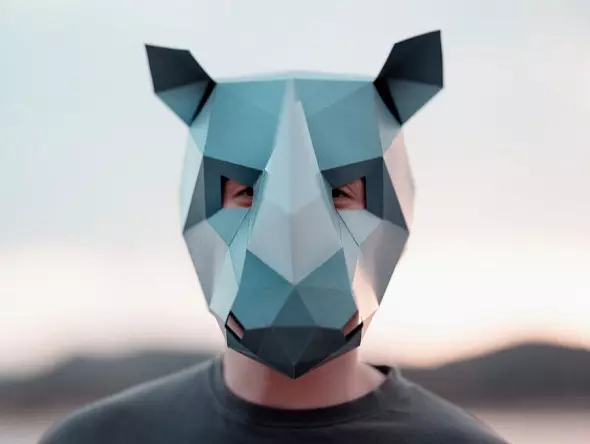 Бумажная маска носорога. Шаблоны для изготовления 3D-маски из бумаги. Костюм своими руками