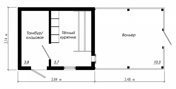 Проект зимнего курятника на 10-15 кур (К-30-72)