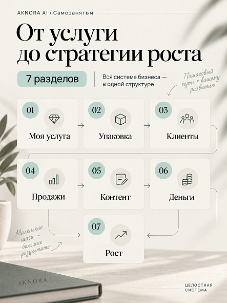 Рабочая тетрадь для самозанятых и фрилансеров — 50 AI-инструментов и промптов | AKNORA
