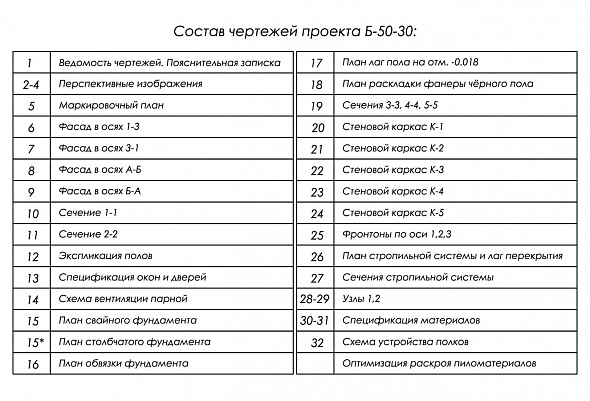 Проект каркасной бани 5 х 3 м / Б-50-30