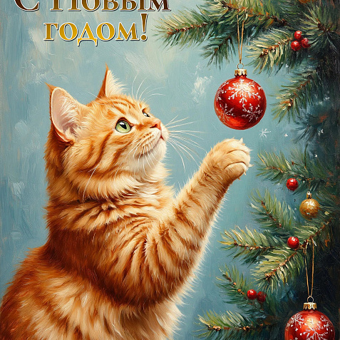 Новогодняя открытка. Открытка для поздравления с Новым годом. Праздничная открытка.